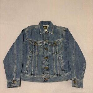 Vintage Lee Riders Denim Jacket Medium Wash Large Trucker Blue Grunge USA